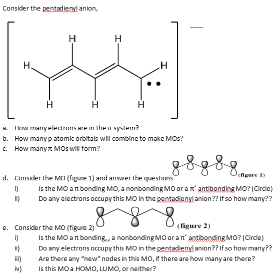 Solved Consider The Pentadienyl Anion, A. How Many Electrons | Chegg.com