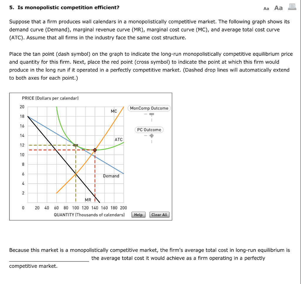 Solved 5. Is monopolistic competition efficient? Aa Aa E. | Chegg.com
