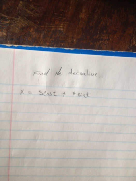 Solved Find the derivative x= 3 cos t + 4 sin t