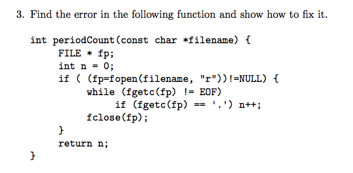 Solved 3. Find the error in the following function and show | Chegg.com