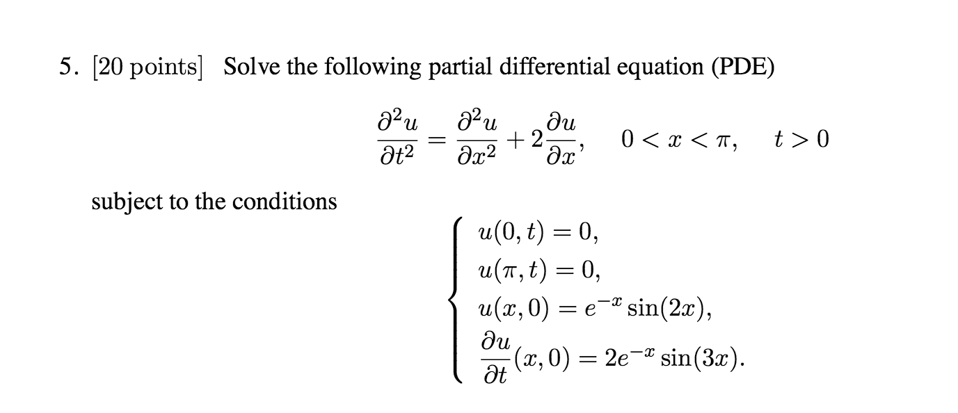 Solve The Following Partial Differential Equation | Chegg.com