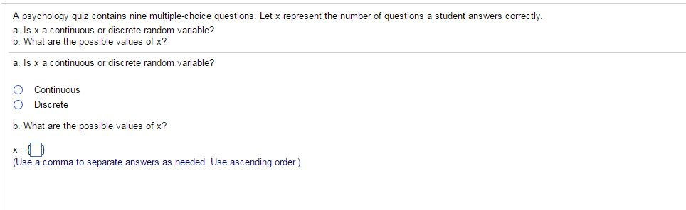Psychology Math Question Example Solved A psychology quiz contains nine multiple-choice | Chegg.com