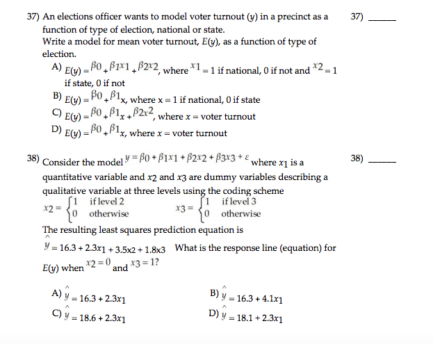 Election Engineer Math Solved An elections officer wants to model voter turnout (y) | Chegg.com