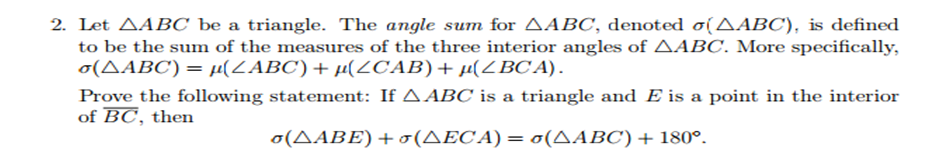 Solved Let ABC be a triangle. The angle sum for ABC, | Chegg.com