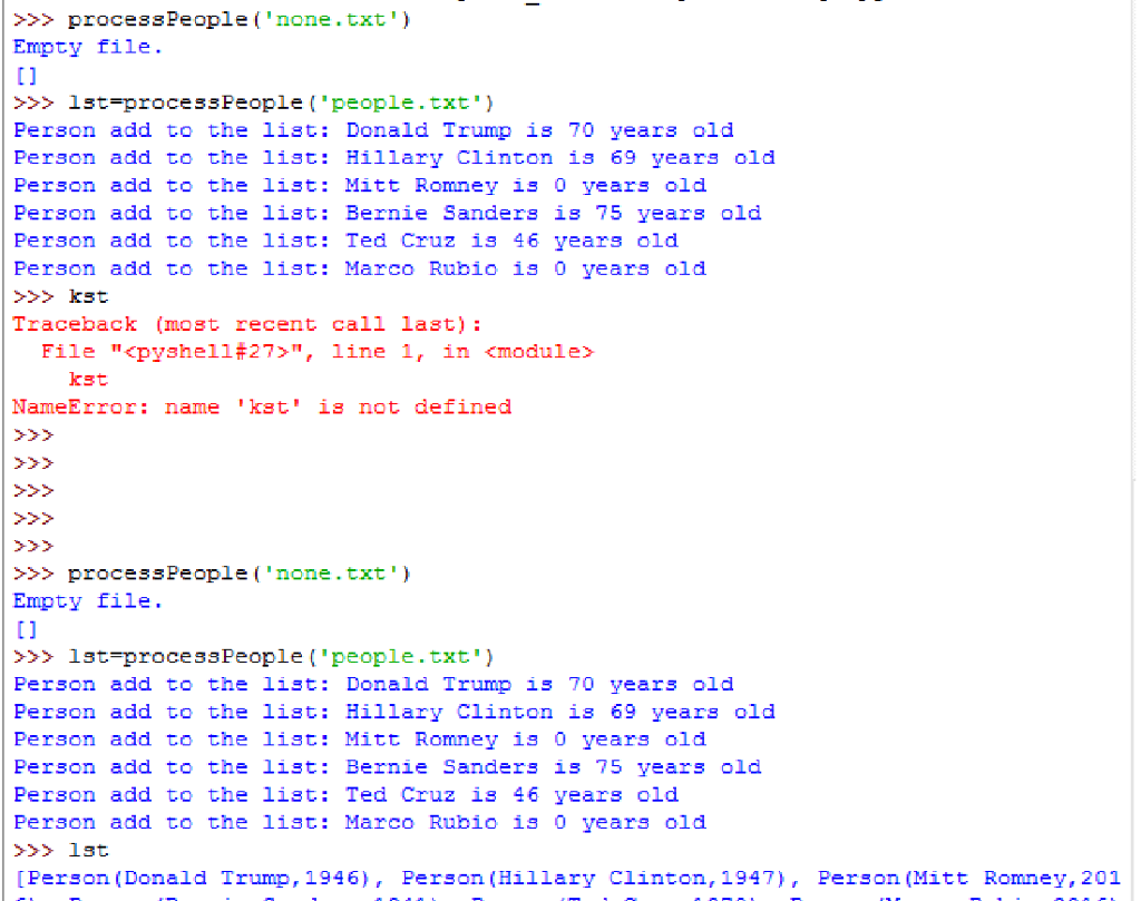Solved In Python, write a function processPeople() that | Chegg.com image.