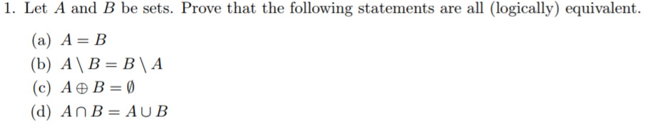 Solved 1. Let A And B Be Sets. Prove That The Following | Chegg.com