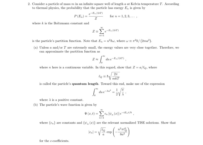 Solved Consider a particle of mass m in an infinite square | Chegg.com