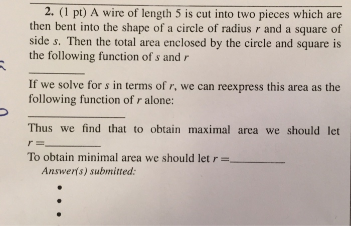 Solved A wire of length 5 is cut into two pieces which are | Chegg.com