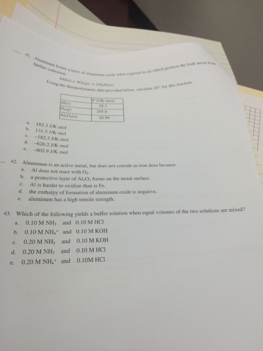 Solved Aluminum forms a layer of aluminum oxide when exposed