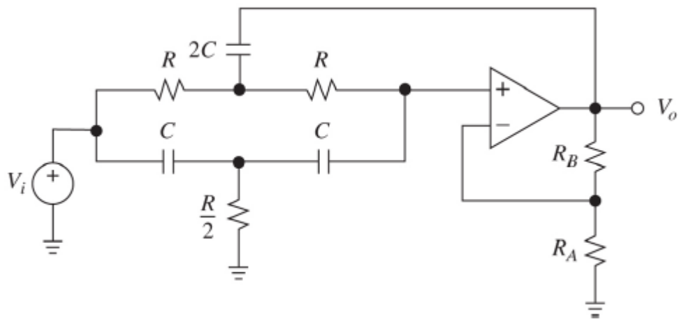 The circuit below is an active notch filter with a | Chegg.com