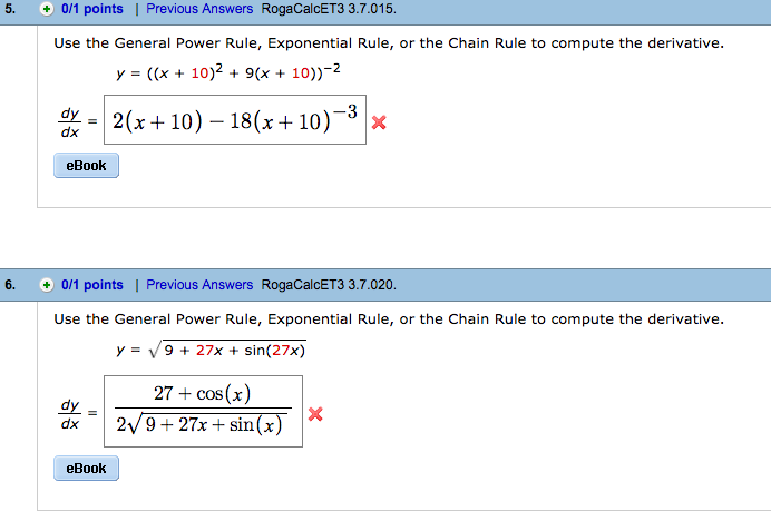 Solved Use The General Power Rule Exponential Rule Or The 8368