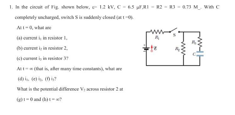 Solved In the circuit shown, E= 1.2 kV, C= 6.5 microfarads, | Chegg.com