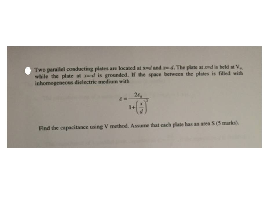 Solved Two parallel conducting plates are located at x= d | Chegg.com