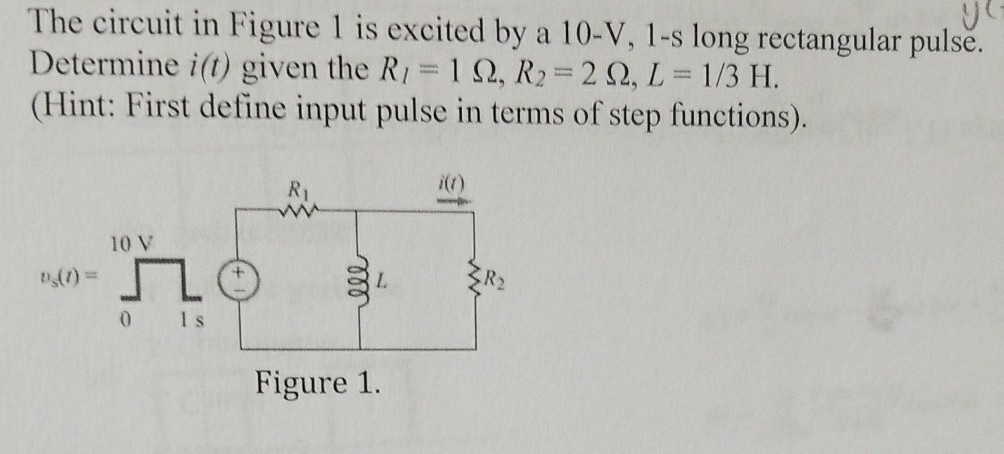 Solved The circuit in Figure 1 is excited by a 10-V, 1-s | Chegg.com