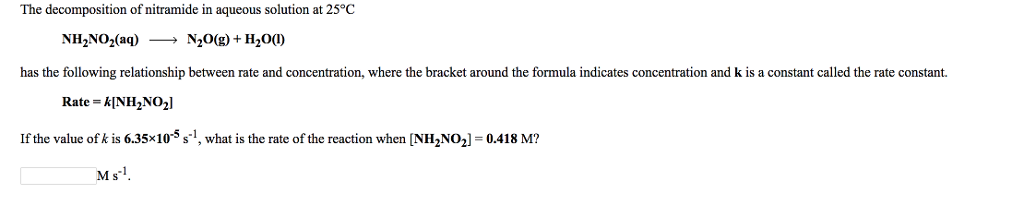 Solved The decomposition of nitramide in aqueous solution at | Chegg.com