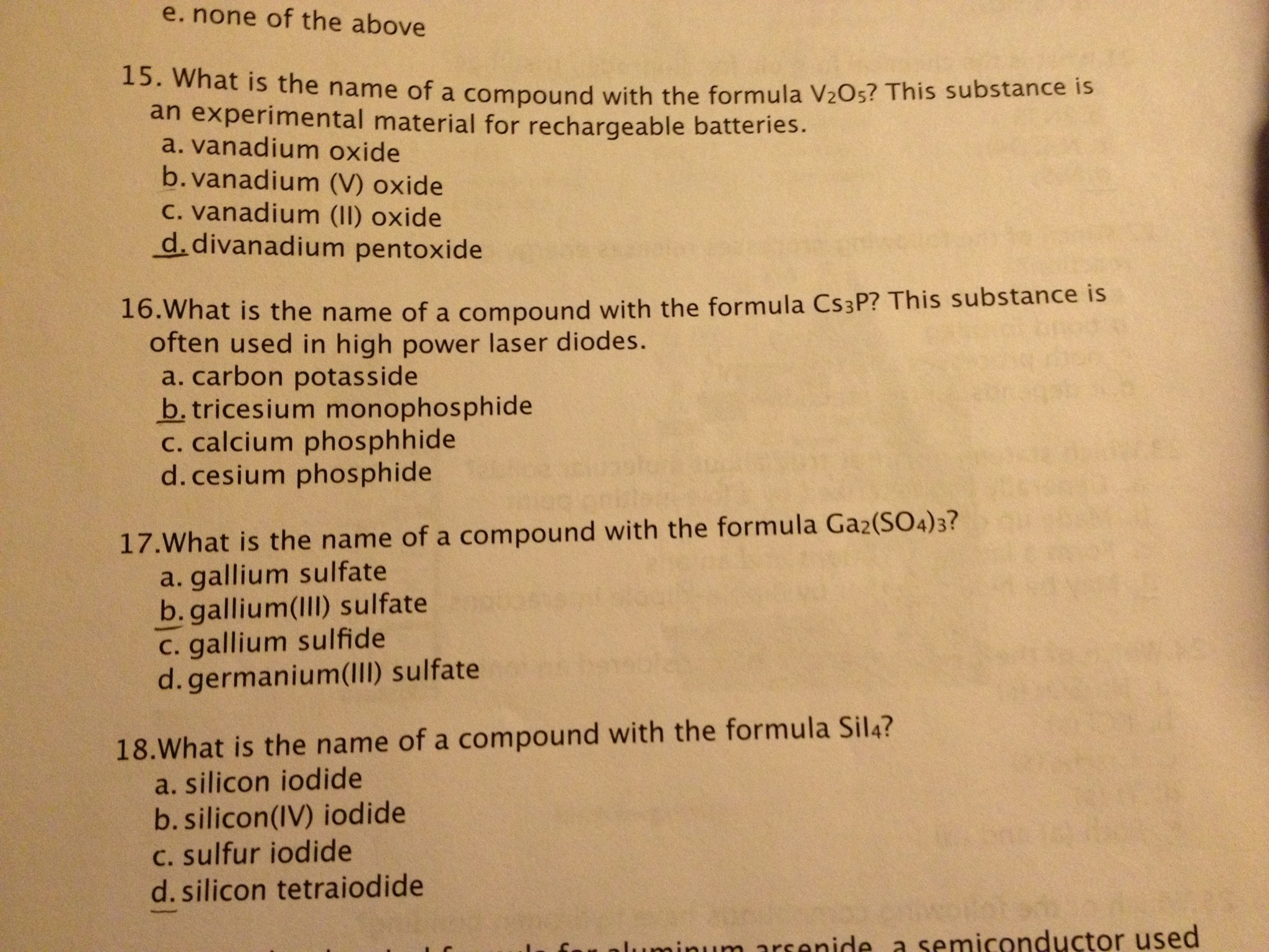 Solved What Is The Name Of A Compound With The Formula V2o5 Chegg Com