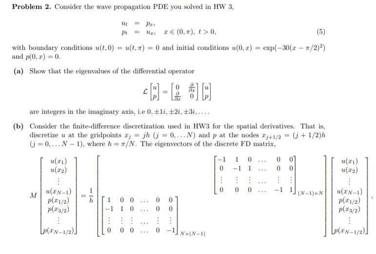 Solved Problem 2. Consider the wave propagation PDE you | Chegg.com