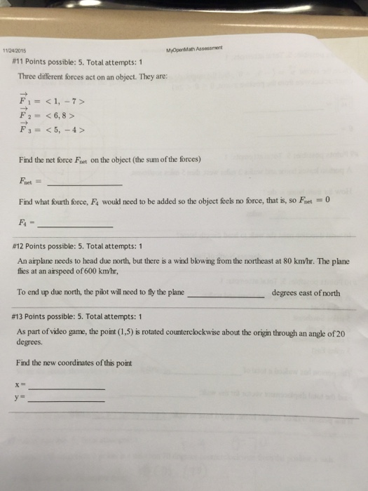 Solved Three different force act on an object. They are: | Chegg.com