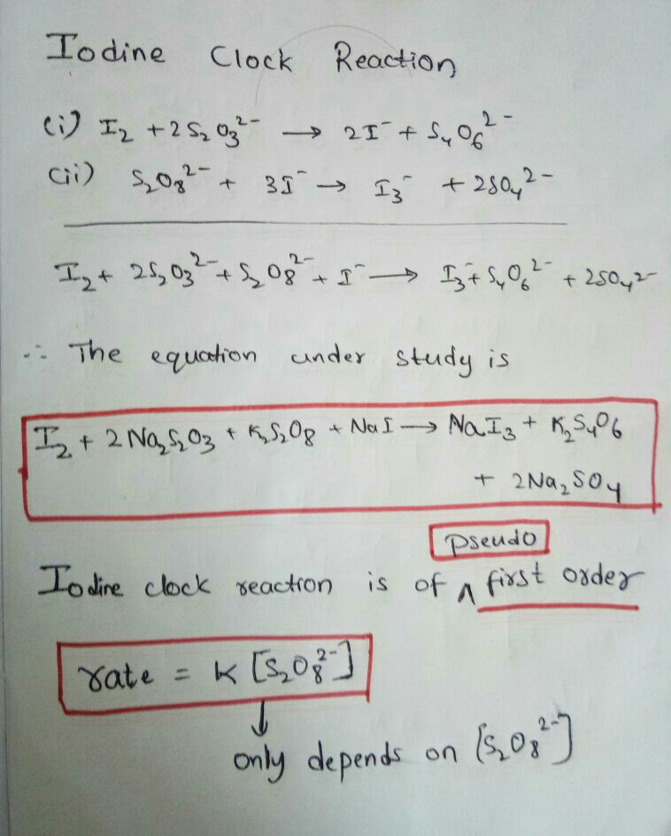 Question & Answer In the Rate of an Iodine Clock Reaction experiment, the following data were