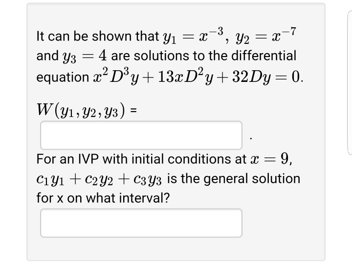 Solved 7 It can be shown that yl-w-J, y2 and y3 4 are | Chegg.com