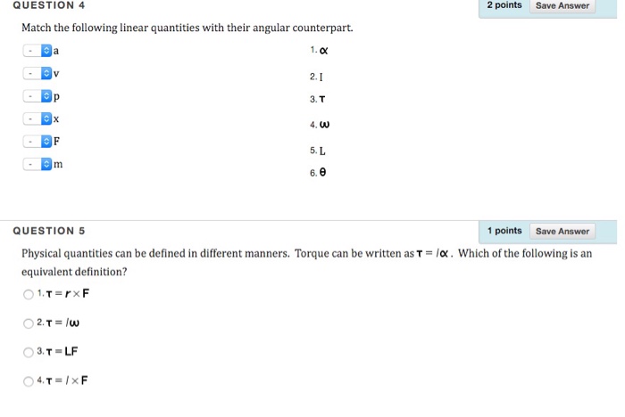 Solved 2 points Save Answer QUESTION 4 Match the following | Chegg.com