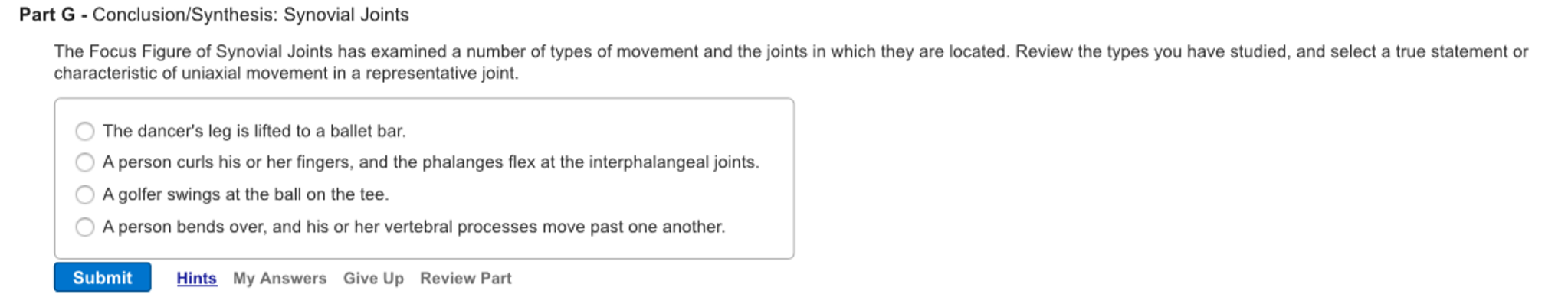 Solved The Focus Figure of Synovial Joints has examined a | Chegg.com