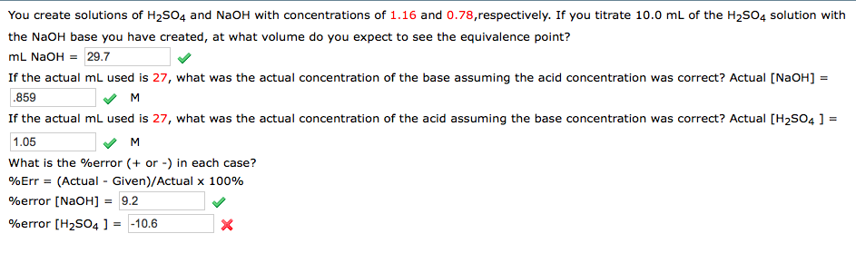 Solved You create solutions of H2SO4 and NaOH with | Chegg.com