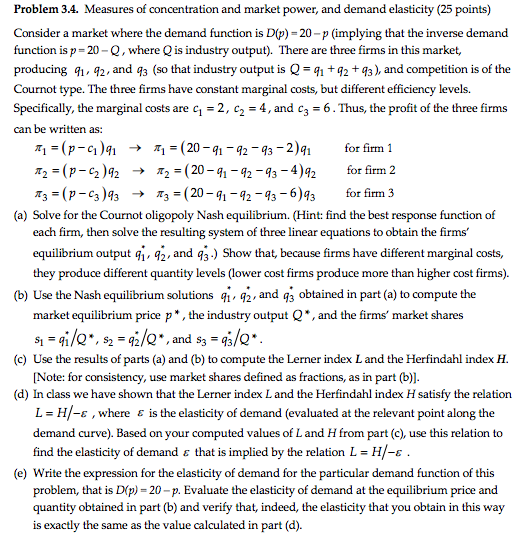 Solved Consider a market where the demand function is D(p) = | Chegg.com