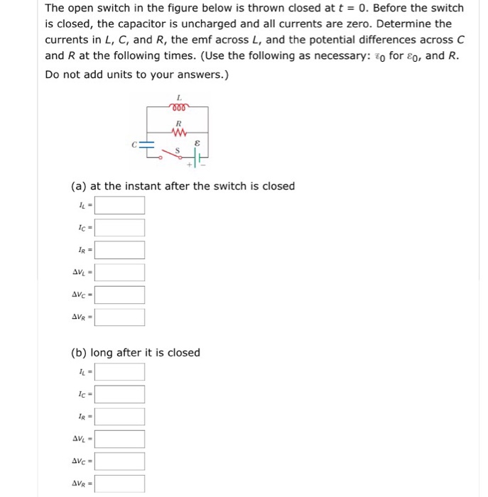 Solved The open switch in the figure below is thrown closed | Chegg.com
