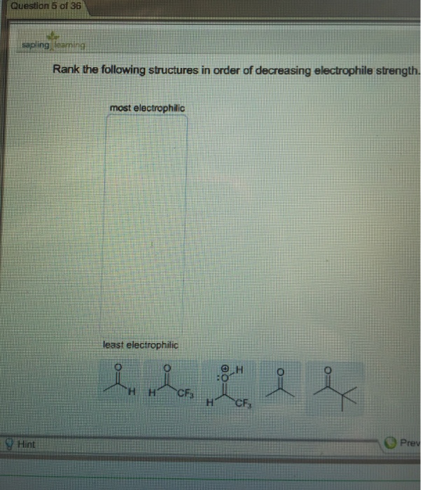Solved Question 5 of 36 ing Rank the following structures in | Chegg.com