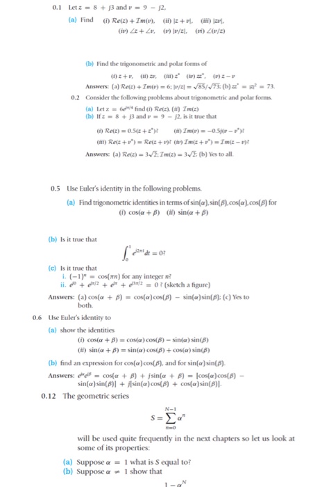 Solved Let z = 8 + j3 and v = 9 - j2, Find Re(z) + Im(v), | Chegg.com