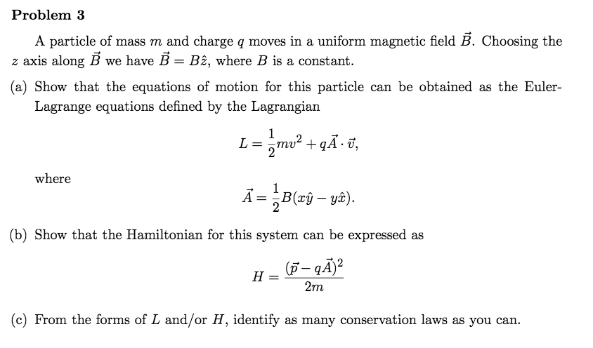 A particle of mass m and charge q moves in a uniform | Chegg.com