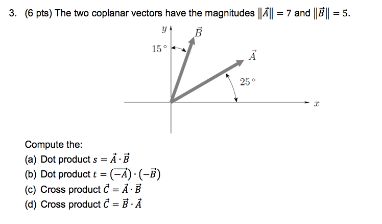 Solved 3. (6 Pts) The Two Coplanar Vectors Have The | Chegg.com