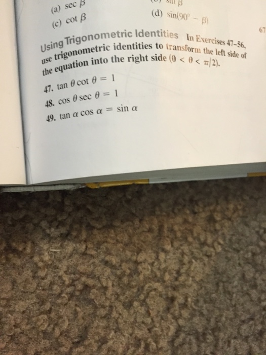 Trigonometric Identities Exercises With Answers