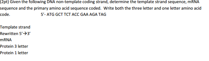 Solved Given the following DNA non template coding strand Chegg com Solved Given the following DNA non template coding strand Chegg com