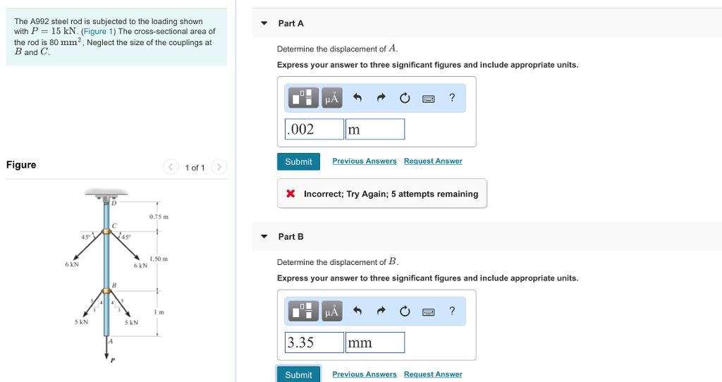 Solved The A992 steel rod is subjected to the loading shown