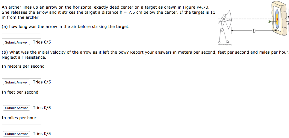 Solved An Archer Lines Up An Arrow On The Horizontal Exactly Chegg