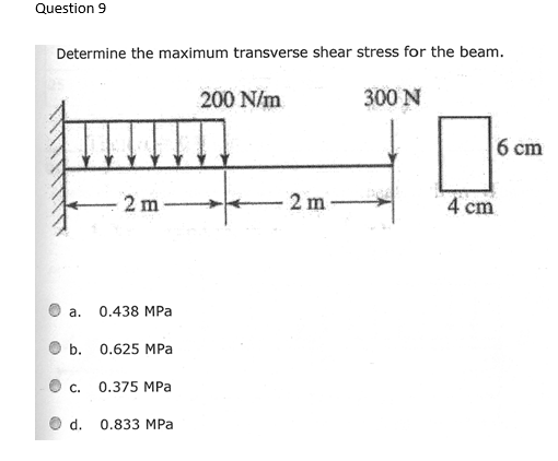 Solved Determine the maximum transverse shear stress for the | Chegg.com