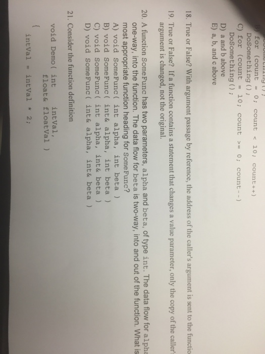 Solved True or False? With argument passage by reference, | Chegg.com