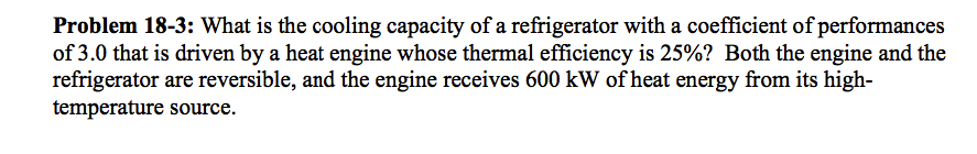 Solved What Is The Cooling Capacity Of A Refrigerator Wit Chegg