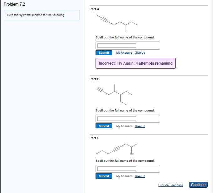Solved Problem 7.2 Part A Give the systematic name for the