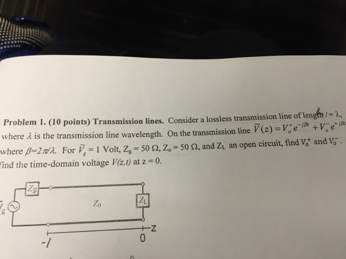 Solved Consider a losses transmission line of length