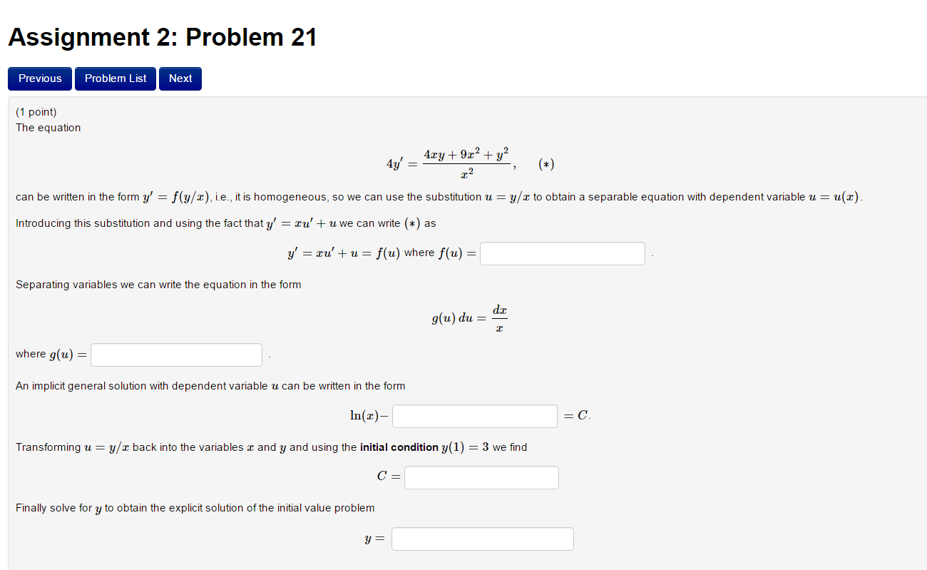 Solved: The Equation 4y' = 4xy + 9x^2 + Y^2/x^2, (*) Can B... | Chegg.com