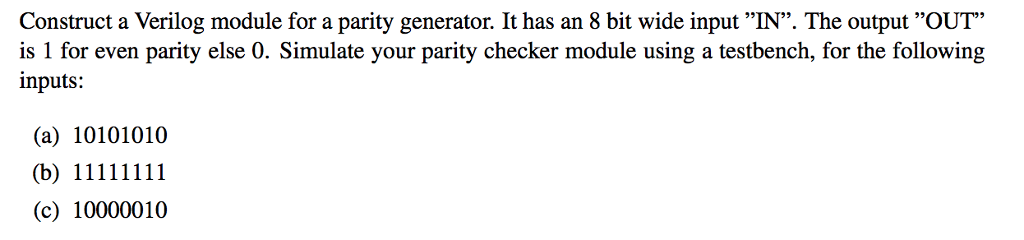 8 bit even parity generator vhdl code