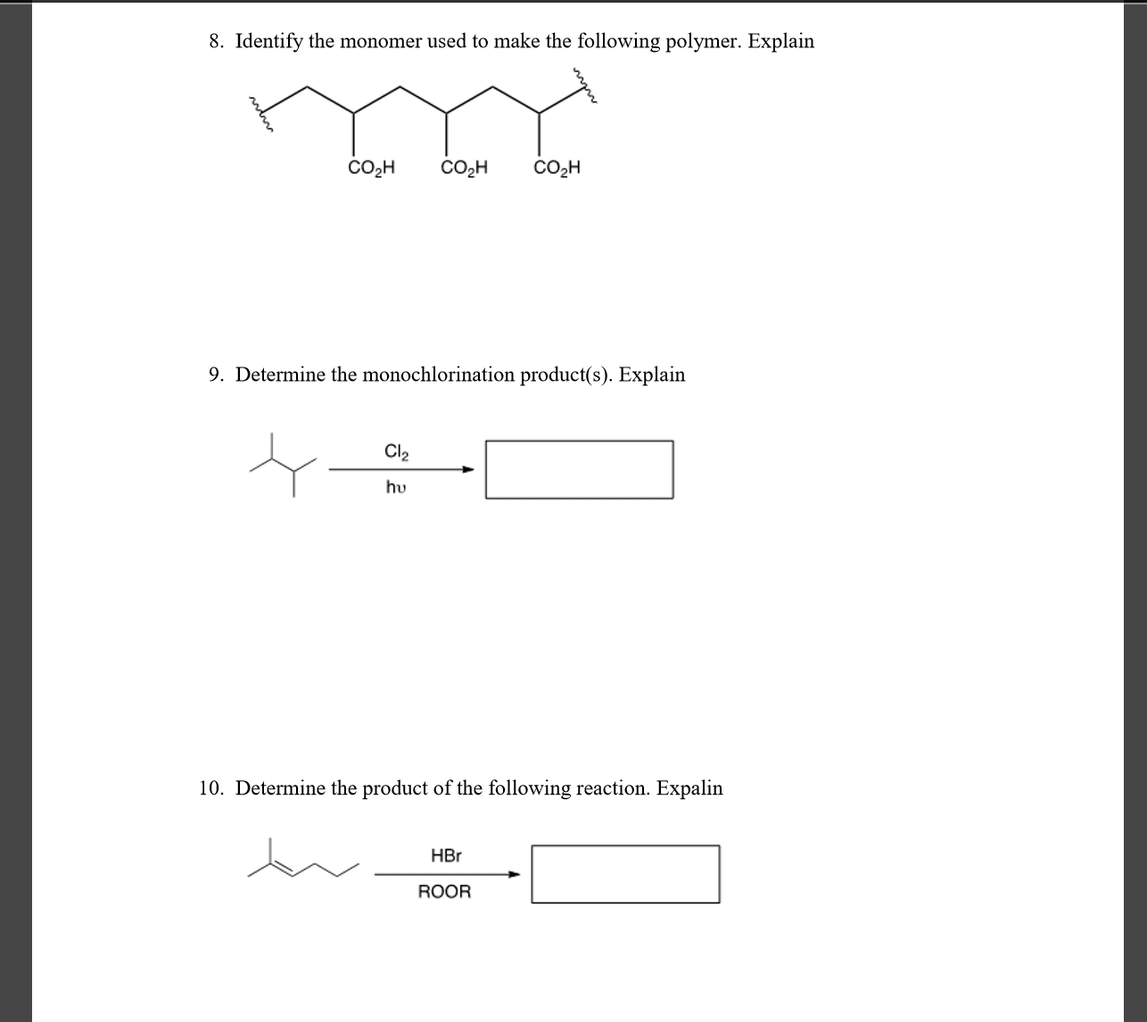 Solved Identify The Monomer Used To Make The Following Chegg