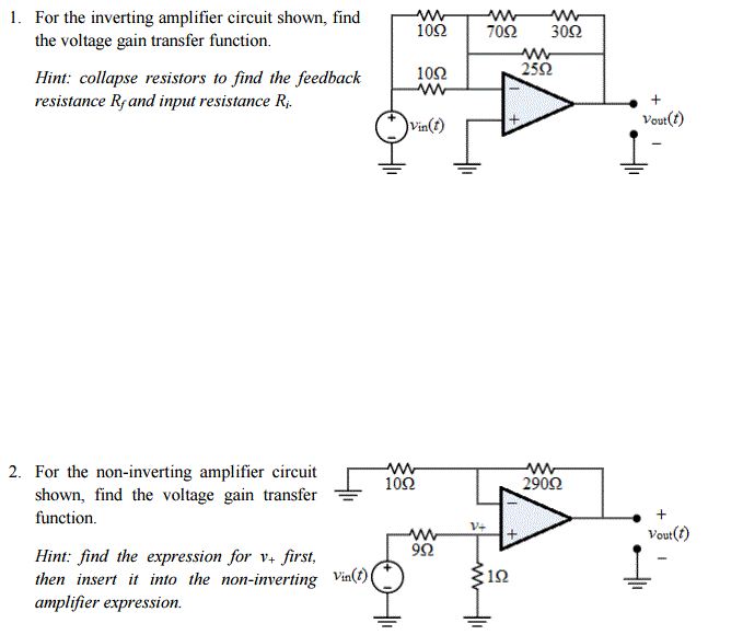 Solved For the inverting amplifier circuit shown, find the
