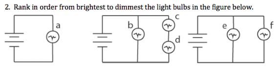 Solved 2. Rank in order from brightest to dimmest the light | Chegg.com