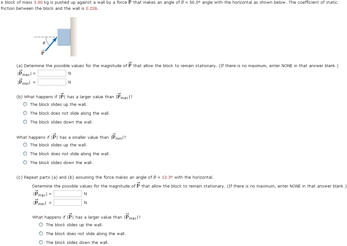 Solved A block of mass 3. 60 kg is pushed up against a wall | Chegg.com