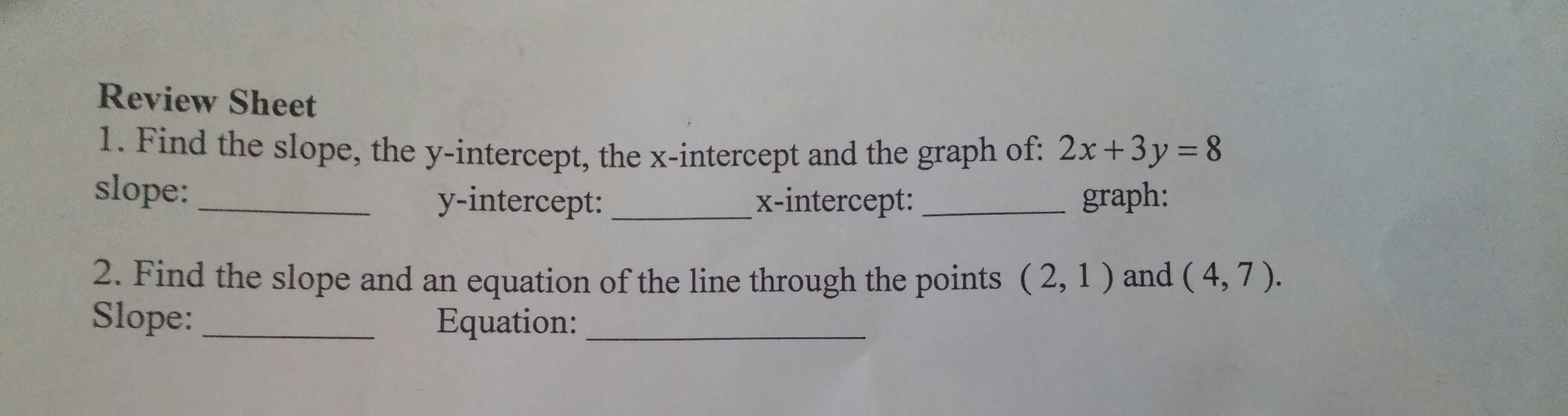 y 8 =- 1 3 x 12 in slope intercept form