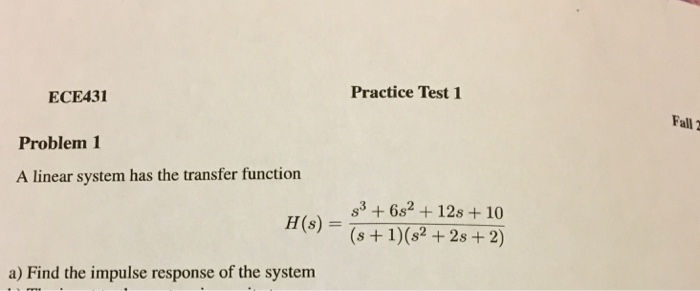 Solved A linear system has the transfer function H(s) = s^3 | Chegg.com